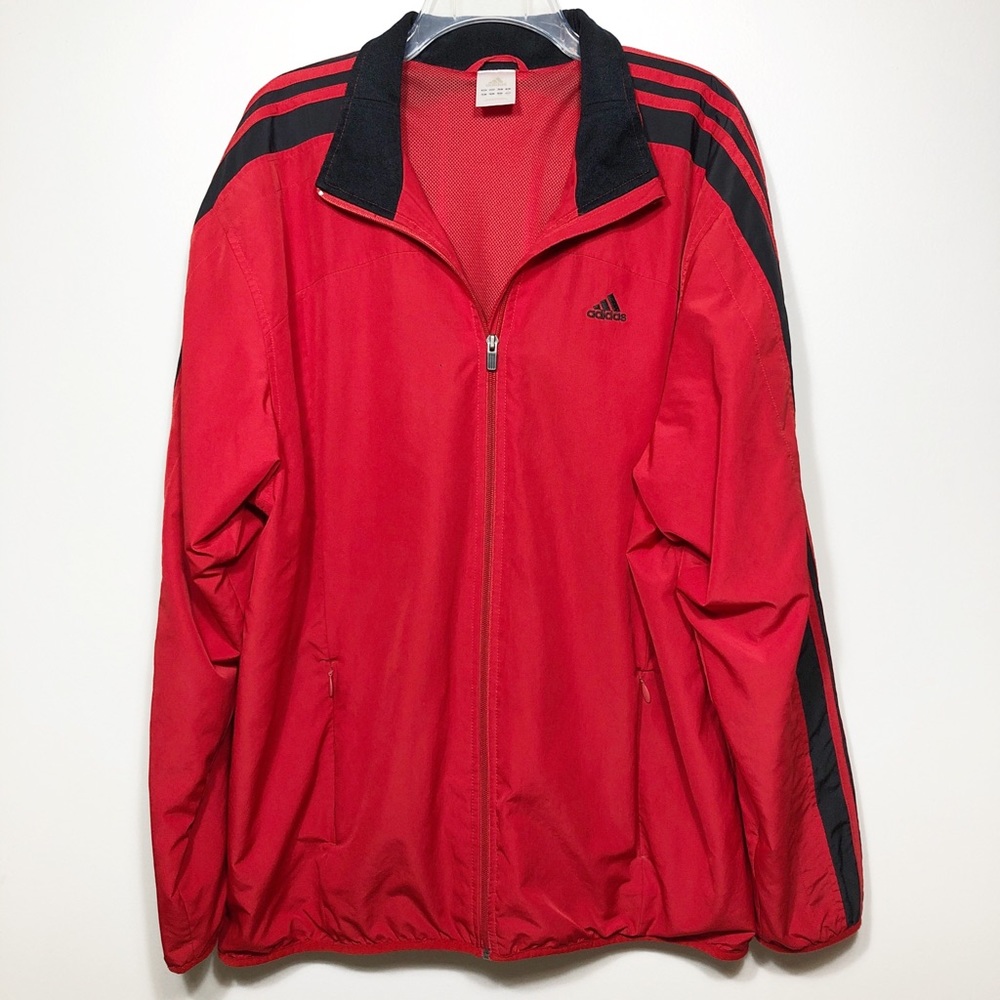 Adidas Track Jacket Red Black Size L